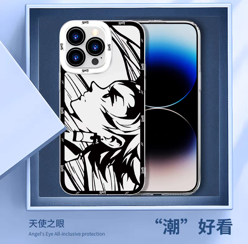 Japanese Anime Kimetsu no Yaiba Demon Slayer | White & Black Draft Style Tsuyuri Kanao - iPhone Case 6 7 8 PLUS SE2 XS XR X 11 12 13 14 15 16 16e Pro Promax 12mini 13mini