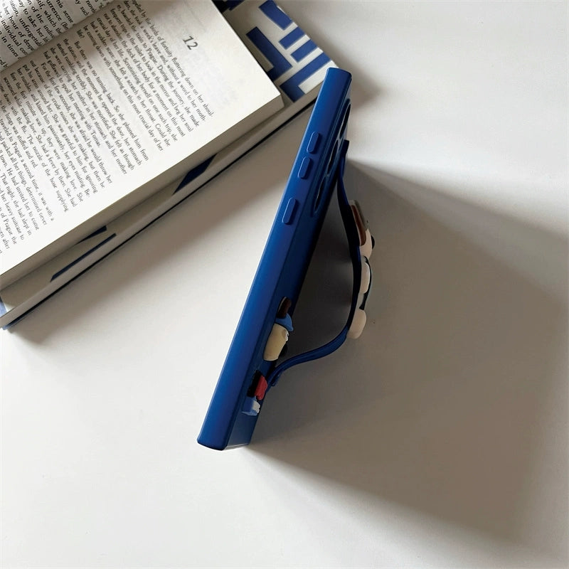 Cute Cartoon Phone Bar Handle and Stand | Funny Dog Blue - Phone Case Samsung Galaxy S25 S24 S23 S22 Ultra KawaiiGiftLand