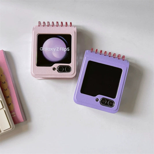 Korean Notebook Style | Cute Book Pink & Purple - Phone Case Samsung Galaxy Z Flip 3 4 5 KawaiiGiftLand