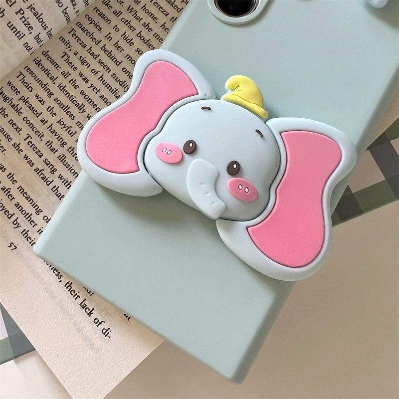 Cute Cartoon Animal with Phone Stand | Dumbo Elephant - Phone Case Samsung Galaxy S24 S23 S22 S21 Ultra KawaiiGiftLand