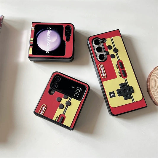 Japan Style Game Console | Vintage Orange & Yellow - Phone Case Samsung Galaxy Z Flip 4 5 Fold 4 5