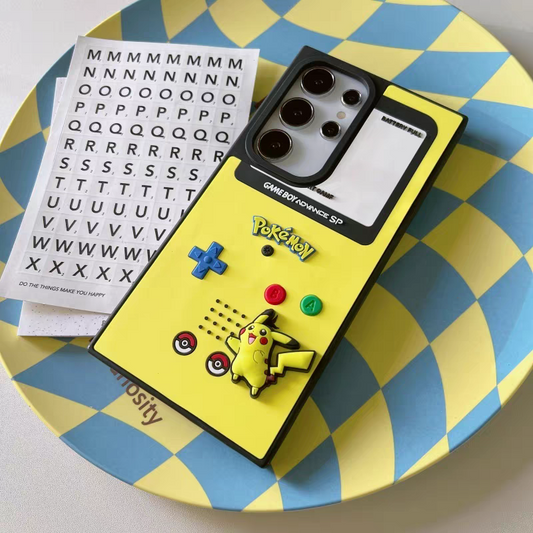 Japanese Anime Pokemon Vintage Game Consoles Theme | Pikachu Charmander Squirtle - Phone Case Samsung Galaxy S25 S24 S23 S22 Ultra KawaiiGiftLand