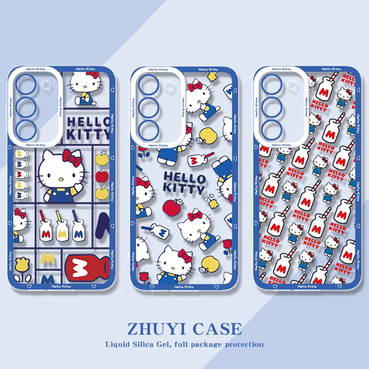 Japanese Cartoon Hello Kitty | Vintage Kitty Blue Version - Phone Case Samsung Galaxy S26 S25 S24 S23 S22 S21 FE Ultra Edge