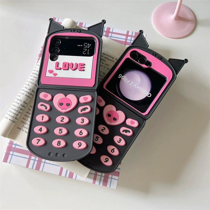 Japanese Cartoon | Kuromi Shape Mobile - Phone Case Samsung Galaxy Z Flip 3 4 5 KawaiiGiftLand