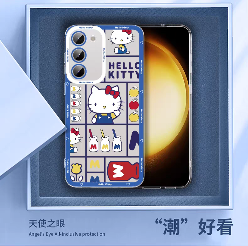 Japanese Cartoon Hello Kitty | Vintage Kitty with Milk Bottles - Phone Case Samsung Galaxy S25 S24 S23 S22 S21 FE Ultra Edge