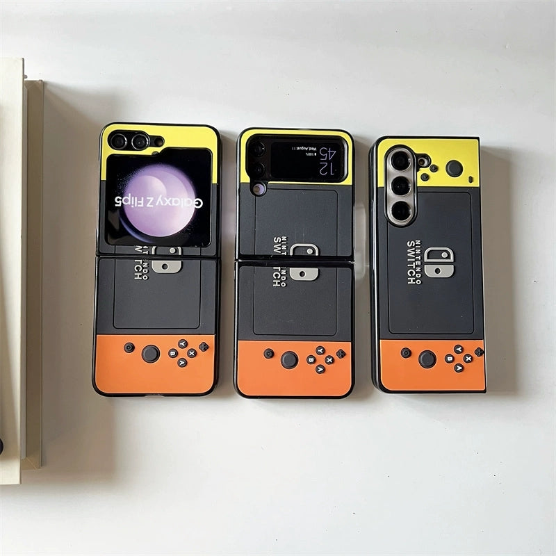 Japan Style Game Console | Orange & Yellow - Phone Case Samsung Galaxy Z Flip 4 5 Fold 4 5