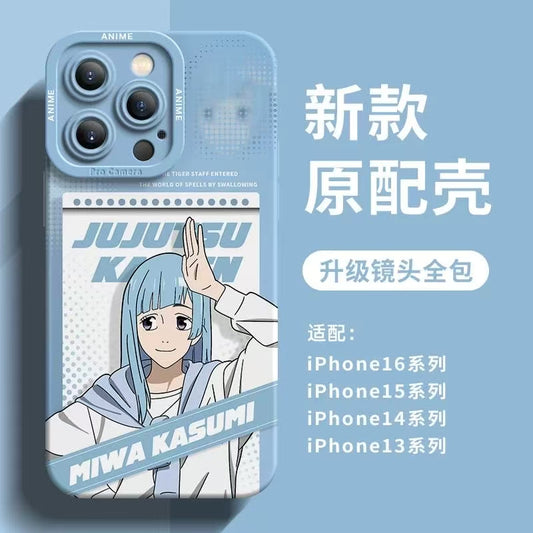 Japanese Anime Jujutsu Kaisen Silicone Case Daily Version | Miwa Yuta Toji Choso - iPhone Case PLUS SE2 XS XR X 11 12 13 14 15 16 16e 17 17e Pro Promax 12mini 13mini