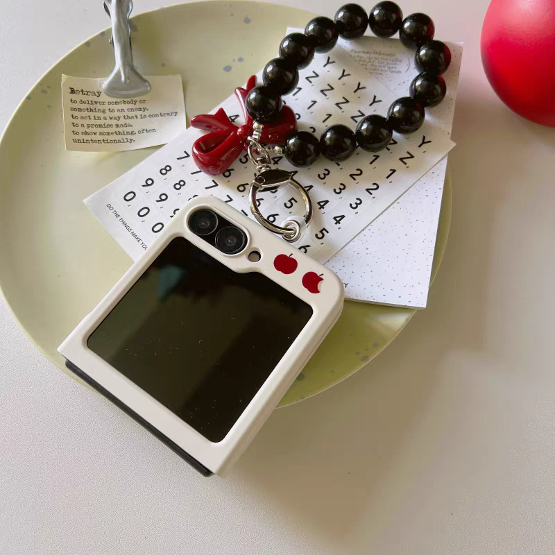 Korean Cute Girlish Style | Apple with Black Car & Winter Bear - Phone Case Samsung Galaxy Z Flip 3 4 5 6 KawaiiGiftLand