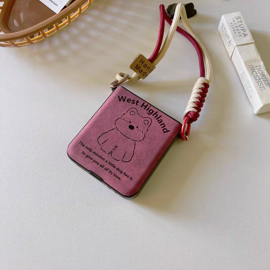 Cute Animal Style | West Highland Doggie Wine Red - Phone Case Samsung Galaxy Z Flip 3 4 5 6 KawaiiGiftLand