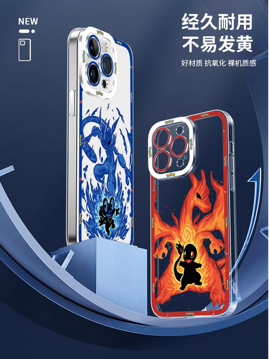 Japan Cartoon Pokemon Evolution Soul Version | Pikachu Raichu Froakie Greninja Genger Mew Mewtwo Riolu Lucario Charmander Charizard Bulbasaur Venusaur Vulpix Ninetales - iPhone Case PLUS SE2 11 12 13 14 15 16 16e 17 17e Pro Promax 12mini 13mini