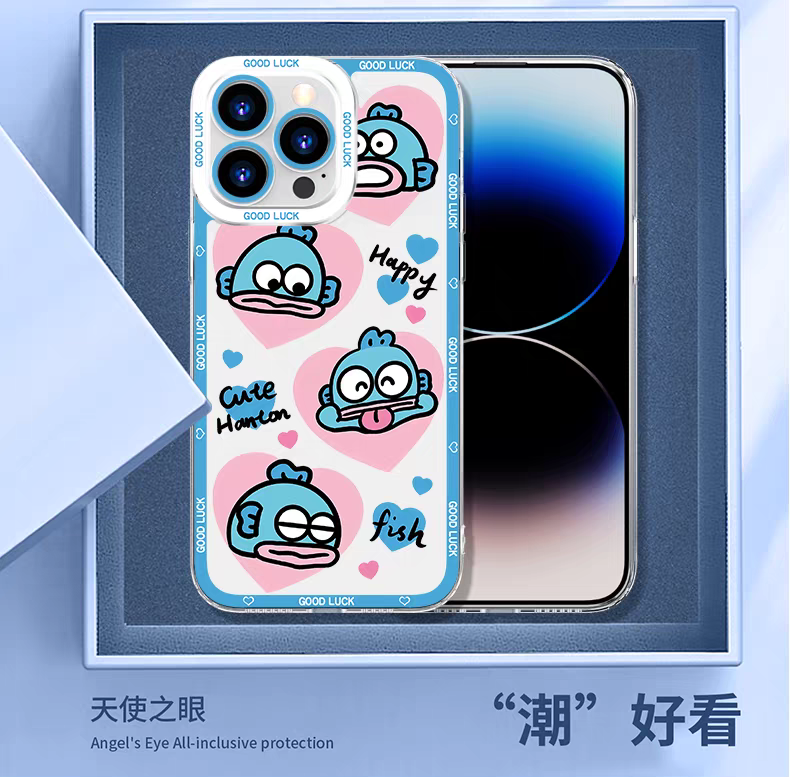 Japan Cartoon Hangyodon | Drawing Cute Happy Fish - iPhone Case PLUS SE2 XS XR X 11 12 13 14 15 16 17 Pro Promax 12mini 13mini