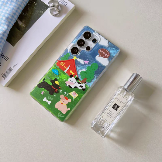 Korean Style | Lovely Doggy in Farm - Phone Case Samsung Galaxy S25 S24 S23 Ultra