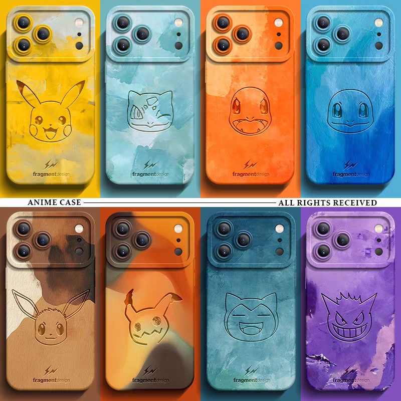 Japanese Cartoon Pokemon Silicone Case Oil Print | Green Snoriax - iPhone Case 6 7 8 PLUS SE2 XS XR X 11 12 13 14 15 16 16e 17 Pro Promax 12mini 13mini