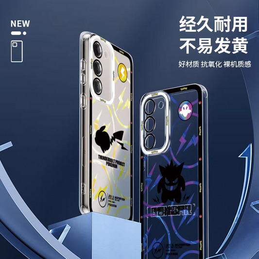 Japan Cartoon Pokemon Thunderbolt Project Version | Pikachu Gengar Squirtle Mewtwo Ash Greninja Charizard Rayquaza Lucario - Phone Case Samsung Galaxy S26 S25 S24 S23 S22 S21 FE Ultra Edge