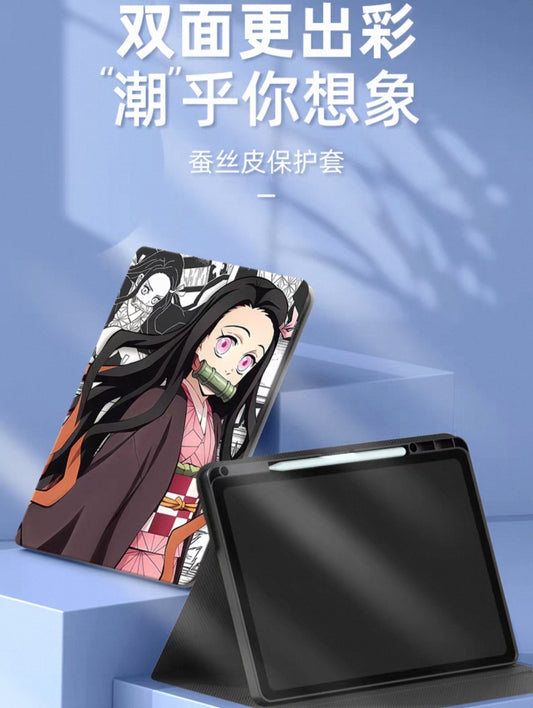 Japanese Anime Kimetsu no Yaiba Demon Slayer Comic Anime Style Protect Case | Tanjiro Nezuko Zenitsu Uzui Tengen Tokito Muichiro Iguro Obanai Rengoku Kyoujurou Giyuu Tomioka - iPad Mini 4,5,6,7 / iPad Air / iPad Pro 2025 2024 2022 2021 2020 2018