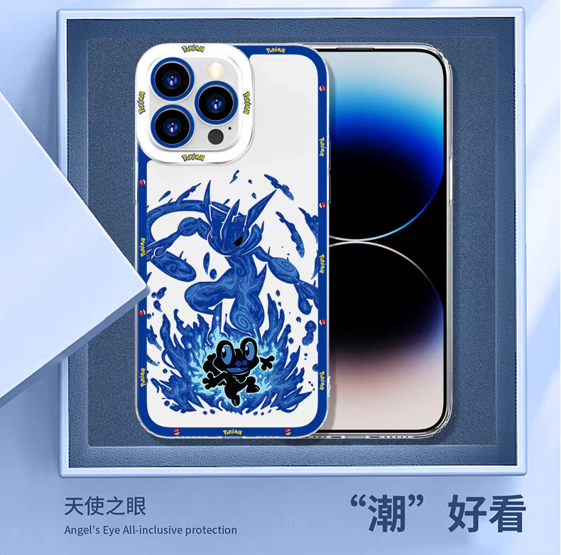Japan Cartoon Pokemon Evolution Soul Version | Riolu Lucario - iPhone Case 6 7 8 PLUS SE2 XS XR X 11 12 13 14 15 16 16e Pro Promax 12mini 13mini