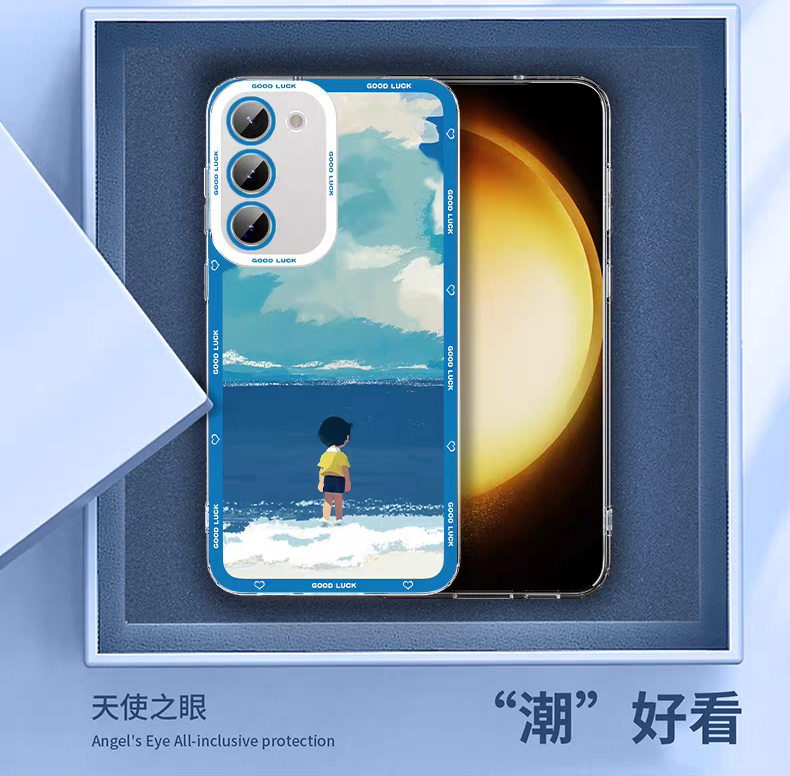 Japanese Cartoon Blue Robot Cat | Goda Takeshi with Sea - Phone Case Samsung Galaxy S25 S24 S23 S22 S21 FE Ultra Edge