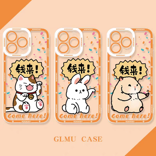 Japan Style Simple Cute Pet Style | Money Come Bring Wealth 5 Styles - iPhone Case PLUS SE2 XS XR X 11 12 13 14 15 16 16e 17 17e Pro Promax 12mini 13mini