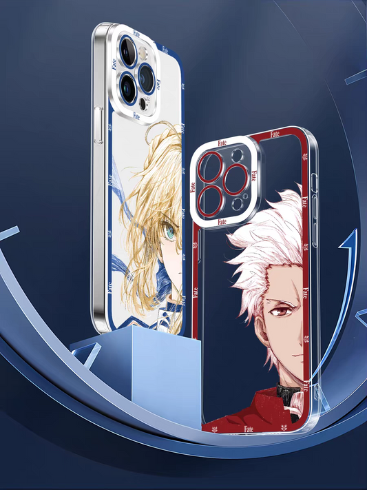 Japanese Anime Fate Stay Night Half Big Face Drawing Style | Tohsaka Rin - iPhone Case 6 7 8 PLUS SE2 XS XR X 11 12 13 14 15 16 16e 17 Pro Promax 12mini 13mini