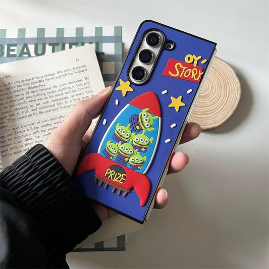 Cute Cartoon | Alien with Rocket - Phone Case Samsung Galaxy Z Fold 4 5 KawaiiGiftLand