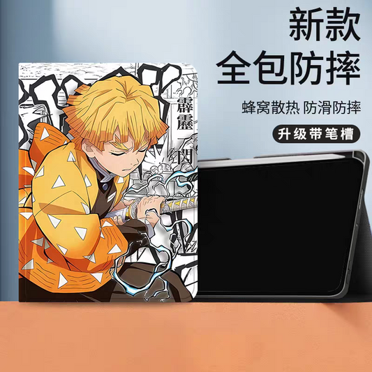 Japanese Anime Kimetsu no Yaiba Demon Slayer Comic Anime Style Protect Case with Pen Holder | Zenitsu - iPad Mini 4,5,6,7 / iPad Air / iPad Pro 2025 2024 2022 2021 2020 2018