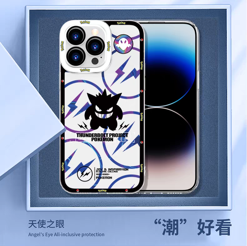 Japan Cartoon Pokemon Thunderbolt Project Version | Ash Greninja - iPhone Case 6 7 8 PLUS SE2 XS XR X 11 12 13 14 15 16 16e Pro Promax 12mini 13mini