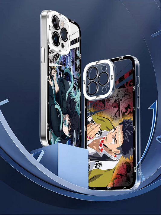 Japanese Anime Kimetsu no Yaiba Demon Slayer Horizontal Version | Tanjiro Giyuu Kocho Muichiro Zenitsu Obanai Mitsuri Akaza Hakuji - iPhone Case PLUS SE2 XS XR X 11 12 13 14 15 16 16e 17 17e Pro Promax 12mini 13mini