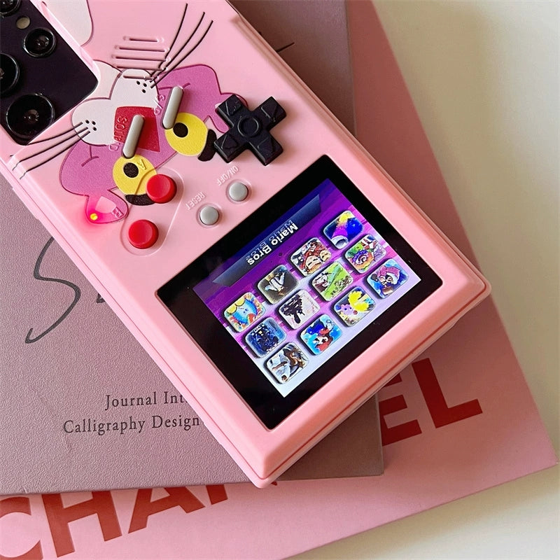 Cute Cartoon Game Consoles Phone Case | Pink Panther - Phone Case Samsung Galaxy S25 S24 S23 S22 S21 Ultra KawaiiGiftLand