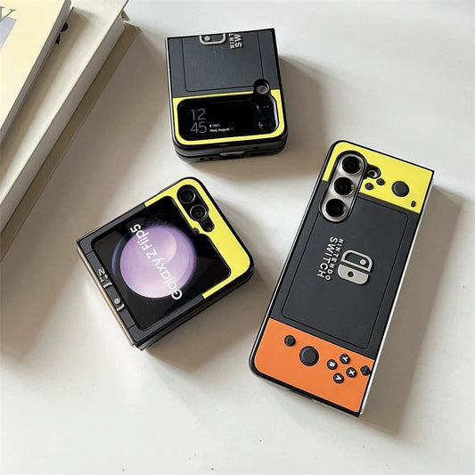Japan Style Game Console | Switch Orange & Yellow - Phone Case Samsung Galaxy Z Flip 4 5 Fold 4 5 KawaiiGiftLand
