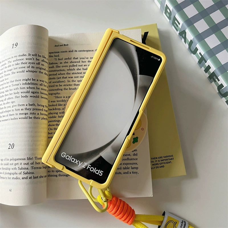 Korea Style Cute & Fashion Style with Phone Stand | Yellow Butterfly - Phone Case Samsung Galaxy Z Fold 3 4 5 KawaiiGiftLand