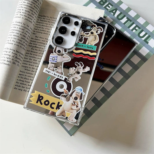 Cute Cartoon Funny Dog Case with Mirror | Saluted & Director - Phone Case Samsung Galaxy S24 S23 S22 Ultra KawaiiGiftLand