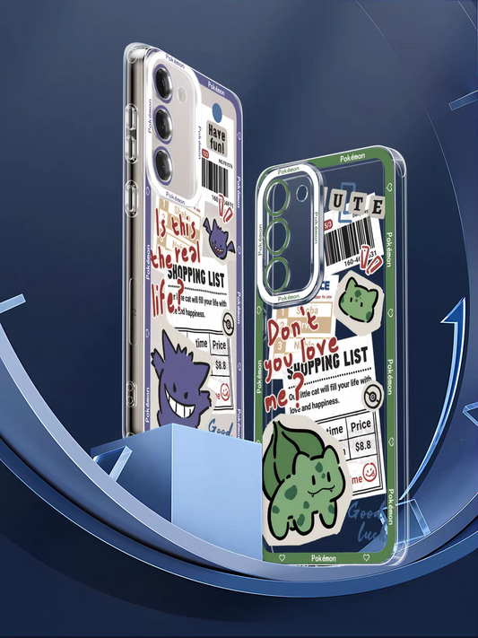 Japan Cartoon Have Fun Cute Memo Version | Pikachu Gengar Mewtwo Squirtle Psyduck Bulbasaur Charmander Gible - Phone Case Samsung Galaxy S26 S25 S24 S23 S22 S21 FE Ultra Edge