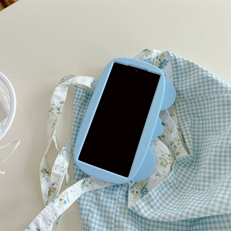 Cute Animal Silicone Phone Case | Blue Mouse with Bread - Phone Case Samsung Galaxy S24 S23 Plus Ultra KawaiiGiftLand