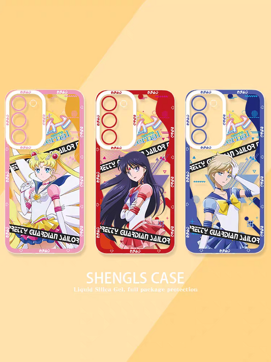 Japanese Cartoon Sailor Girl Eternal Version | Sailor Moon Mars Uranus Venus Mercury Neptune Pluto Jupiter - Sailormoon Phone Case Samsung Galaxy S26 S25 S24 S23 S22 S21 FE Ultra Edge