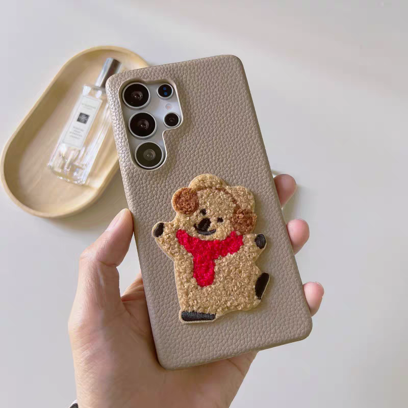 Korean Style | Lovely Embroidery Dog Eggplant Penguin Bear - Phone Case Samsung Galaxy S25 S24 S23 S22 Ultra KawaiiGiftLand