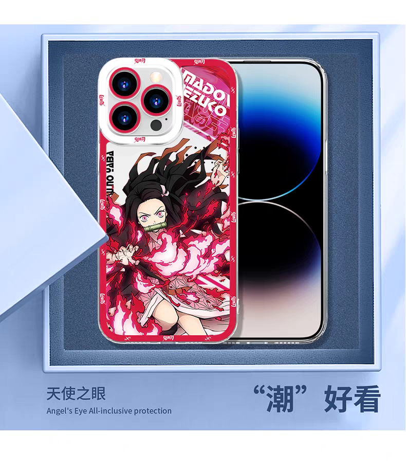 Japanese Anime Kimetsu no Yaiba Demon Slayer Anime Fighting Style Version 2 | Tanjiro Nezuko Zenitsu Inosuke Giyuu Rengoku Muichiro Sanemi - iPhone Case PLUS SE2 XS XR X 11 12 13 14 15 16 16e 17 17e Pro Promax 12mini 13mini