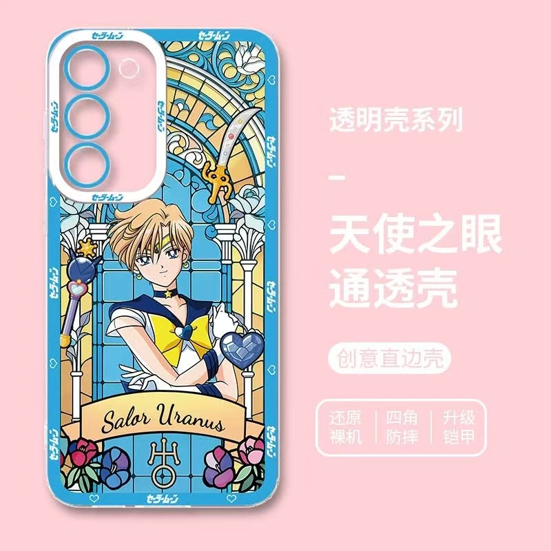Japanese Cartoon Sailor Moon Phone Case Glass Window Style | Sailor Uranus - Phone Case Samsung Galaxy S26 S25 S24 S23 S22 S21 FE Ultra Edge