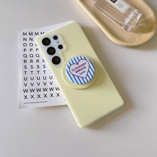 Korean Cute Style Magnetic Case | Pastel Colour Yellow White Pink with Phone Stand - Phone Case Samsung Galaxy S25 S24 S23 S22 Ultra KawaiiGiftLand