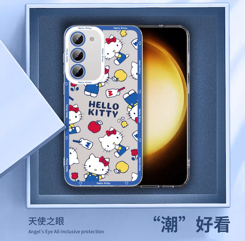 Japanese Cartoon Hello Kitty | Full Screen Vintage Kitty with Flowers - Phone Case Samsung Galaxy S25 S24 S23 S22 S21 FE Ultra Edge