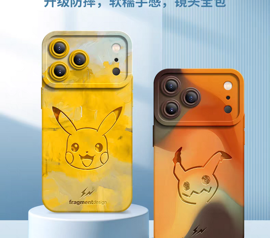 Japanese Cartoon Pokemon Silicone Case Oil Print | Pikachu Bulbasaur Charmander Squirtle Eevee Mimikyu Snoriax Gengar - iPhone Case PLUS SE2 XS XR X 11 12 13 14 15 16 16e 17 17e Pro Promax 12mini 13mini