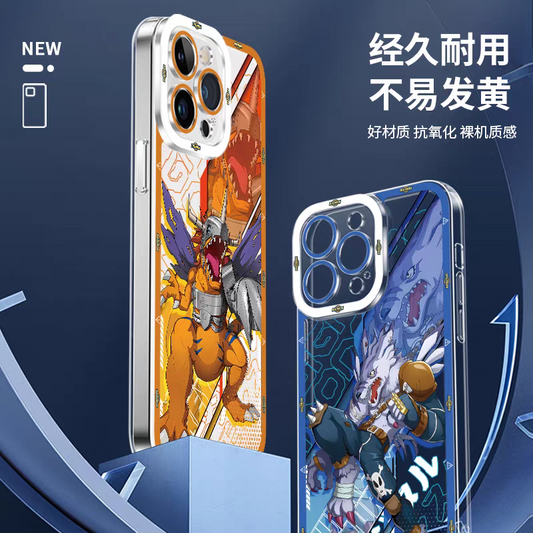 Japanese Cartoon Digimon Adventure Digital Monster Perfect Ultimate Version | Metal Greymon Were Garurumon Angemon Angewomon Zudomon Garudamon Kabuterimon Lillymon - iPhone Case PLUS SE2 XS XR X 11 12 13 14 15 16 16e 17 17e Pro Promax 12mini 13mini