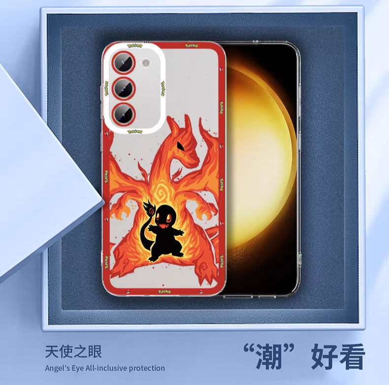 Japan Cartoon Pokemon Evolution Soul Version | Charmander Charizard - Phone Case Samsung Galaxy S25 S24 S23 S22 S21 FE Ultra Edge