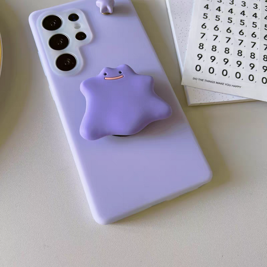Japanese Cartoon Pokemon | Ditto Purple with Phone Stand - Phone Case Samsung Galaxy S25 S24 S23 S22 Ultra KawaiiGiftLand