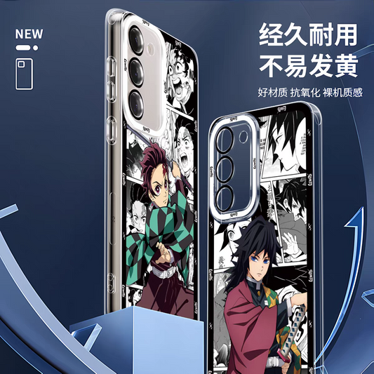Japanese Anime Kimetsu no Yaiba Demon Slayer Comic with Anime Style | Tanjiro Nezuko Giyuu Muichiro Zenitsu Sanemi Akaza Hakuji Kokushibou Tsugikuni Michikatsu - Phone Case Samsung Galaxy S26 S25 S24 S23 S22 S21 FE Ultra Edge