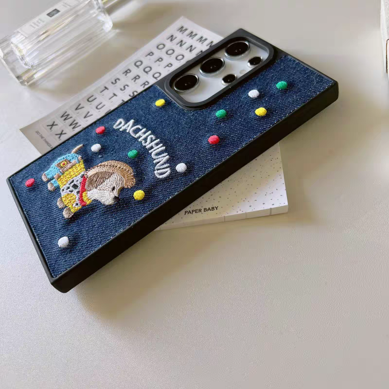 Korean Style | Vintage Cowboy Dog with Jeans Demin - Phone Case Samsung Galaxy S25 S24 S23 S22 Ultra KawaiiGiftLand