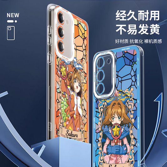 Japanese Cartoon CardCaptorSakura Glass Window | Deep Orange - Phone Case Samsung Galaxy S25 S24 S23 S22 S21 FE Ultra Edge21 FE Ultra Edge