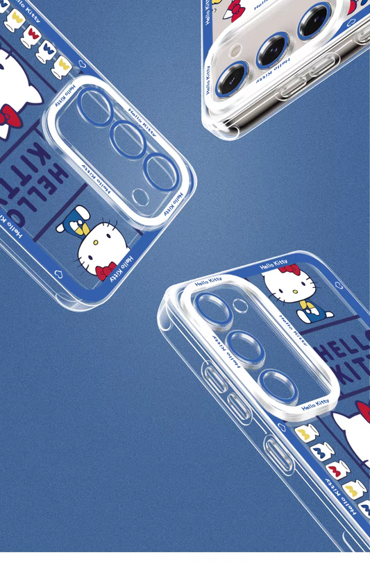 Japanese Cartoon Hello Kitty | Vintage Kitty Blue Version 5 Styles - Phone Case Samsung Galaxy S26 S25 S24 S23 S22 S21 FE Ultra Edge