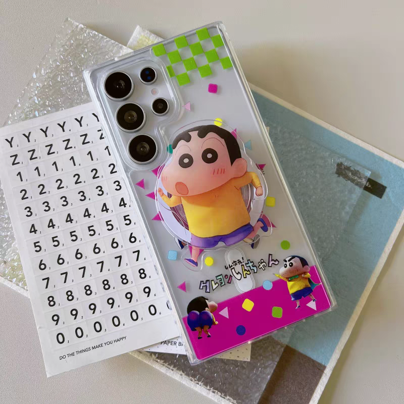 Japan Anime Magnetic Case with Phone Stand | Daily & Pajamas Crayon Boy - Phone Case Samsung Galaxy S25 S24 S23 S22 Ultra KawaiiGiftLand