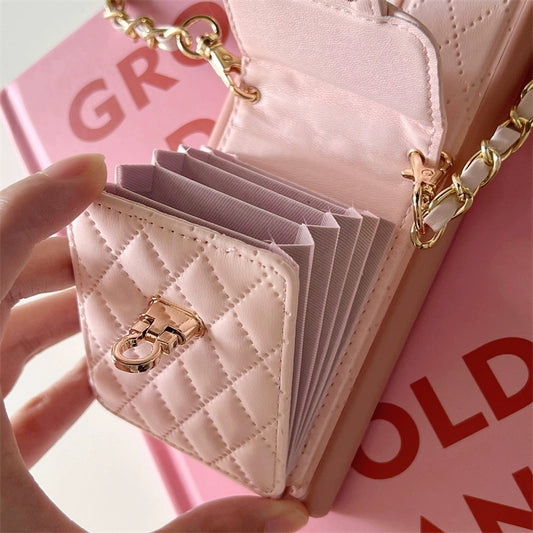 Cute Cartoon Case with Minnie Little Wallet | Mouse Pink & Purple - Phone Case Samsung Galaxy S24 S23 S22 S21 Ultra