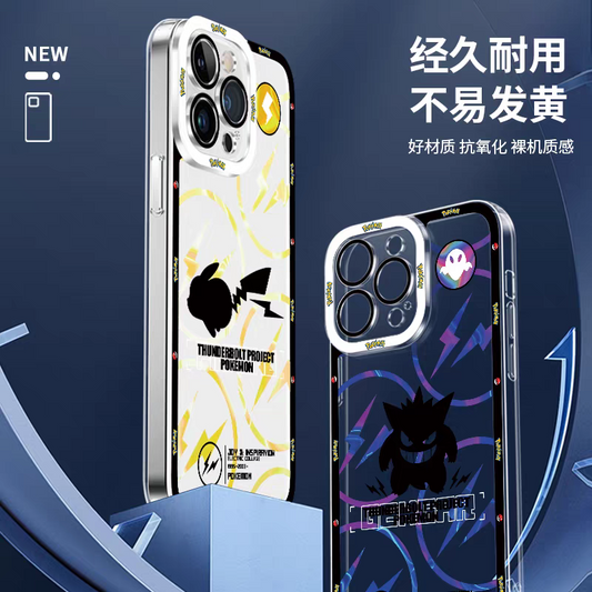 Japan Cartoon Pokemon Thunderbolt Project Version | Pikachu Gengar Squirtle Mewtwo Ash Greninja Charizard Rayquaza Lucario - iPhone Case PLUS SE2 XS XR X 11 12 13 14 15 16 16e 17 17e Pro Promax 12mini 13mini